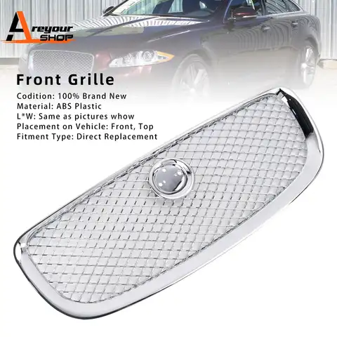 Chrome Front Bumper Grill Grille Fit for Jaguar XJ 2010 2011 2012 2013 2014 2015