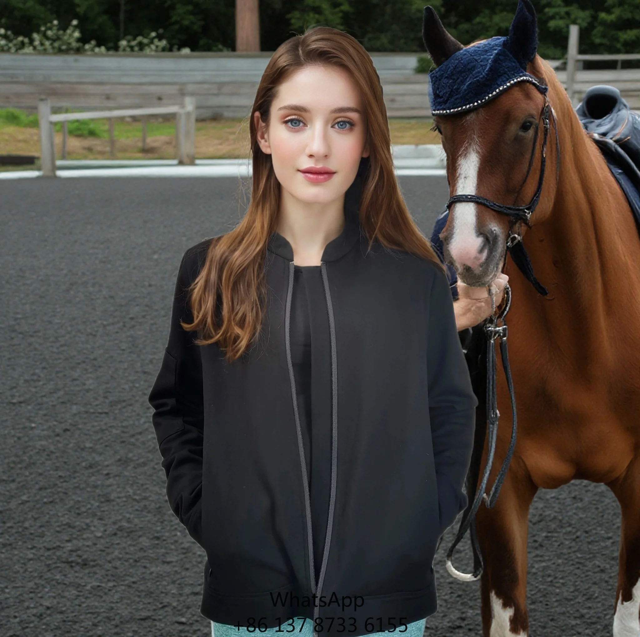 Equestrian Clothing Women Men Horse Riding Hoodie Ladies Horse Training Jacket Plus Size Coat Full Zipper For Winter Fall