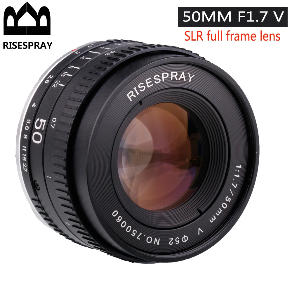 Metal RISESPRAY 50MM F1.7 Generation V Large Aperture  Manual Focus Prime Full Frame Camera Lens For CANON  EOS EF NIKON AI F