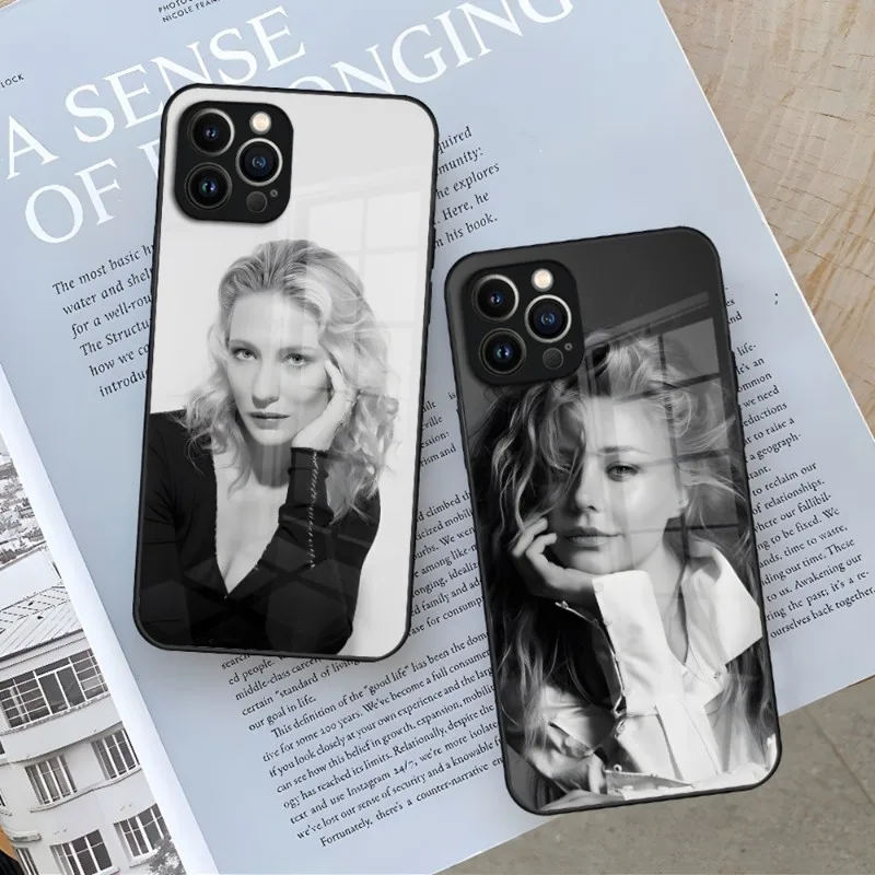 Movie Actor Cate Blanchett Phone Case For Iphone 14 13 12 11 Pro Max Mini X Xr Xs 8 7 Puls 6 Toughened Glass