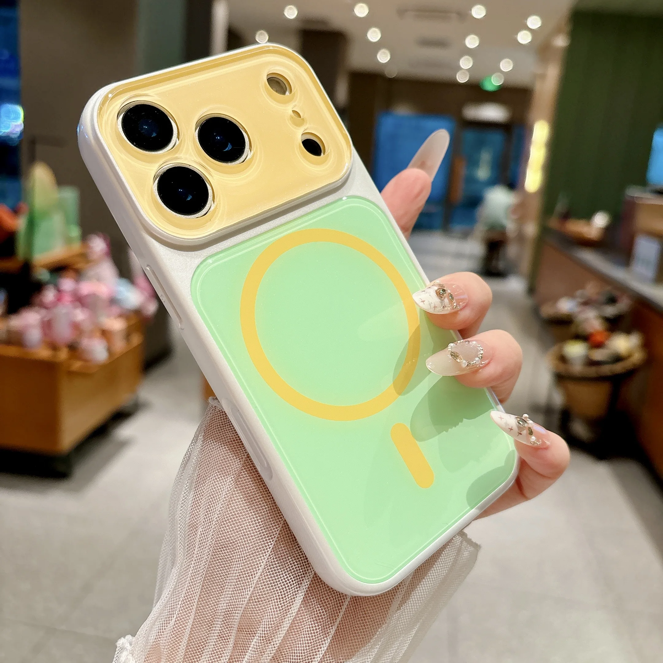 14 Colors Magnetic Case For iPhone 18 17 16 15 14 Pro Max For MagSafe Colorful Crystal Glitter Back Soft Bumper Cover Shockproof