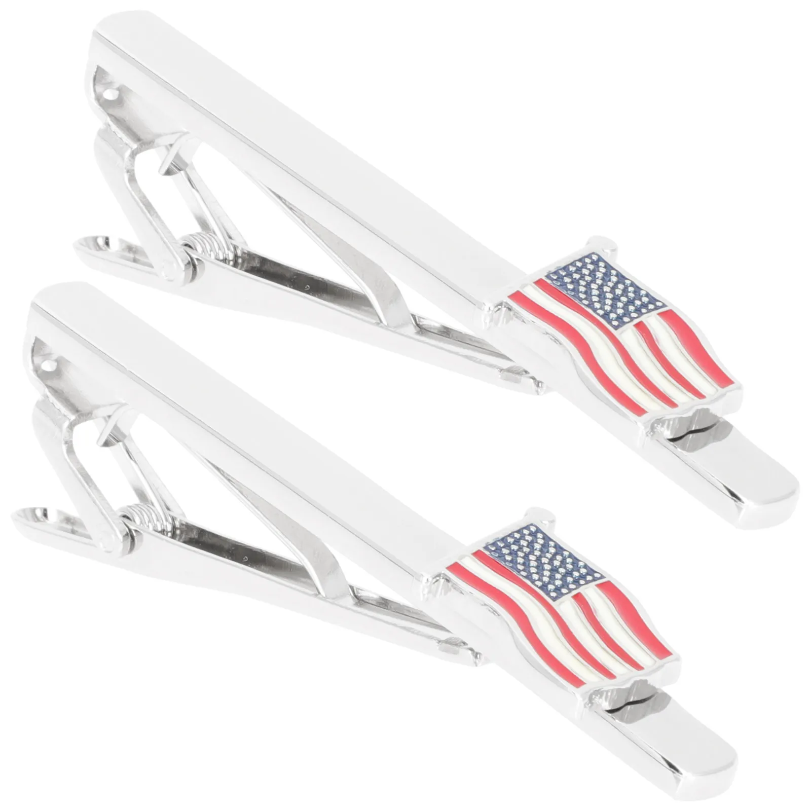 2Pcs Tie Clip Metal American Flag Creative Design Stable Tie Bars Necktie Clasp for Men Elegant Suit Wear Collar Clips