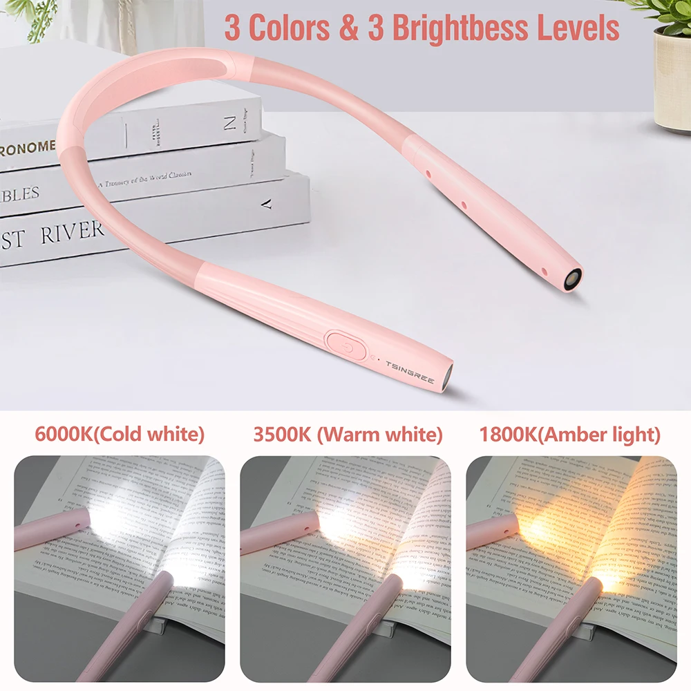 

Neck Reading Light Book Lights Reading in Bed Bendable Long Lasting Portable USB Rechargeable Novelty Flexible LED Book Lighting