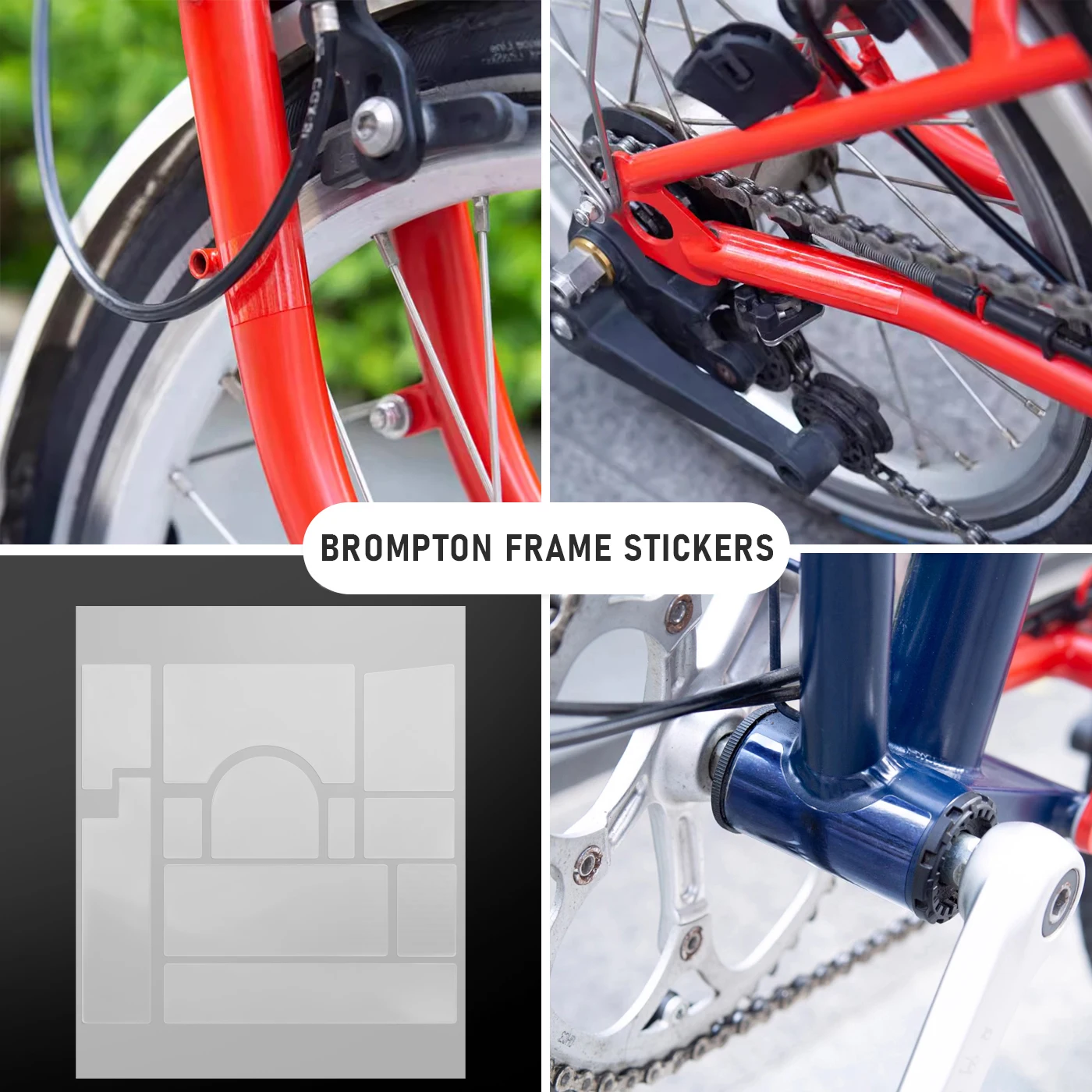 2PCS TPU/PVC Transparent Protection Sticker for Brompton Folding Bike Frame Prevent Scratching Rubbing Frame Protection Film