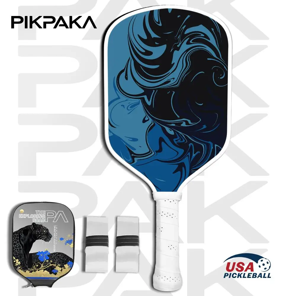 Juego de paletas de Pickleball aprobadas por USAPA T700 fibra de carbono Unibody termoformé con núcleo de panal de 16MM Power & Spin azul marino