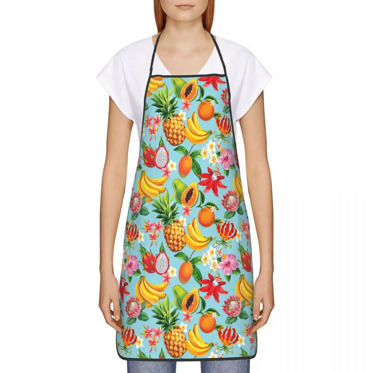 Custom Bib Summer Tropical Fruits Pineapples Aprons for Men Women Unisex Adult Chef Cooking Kitchen Tablier Cuisine Gardening