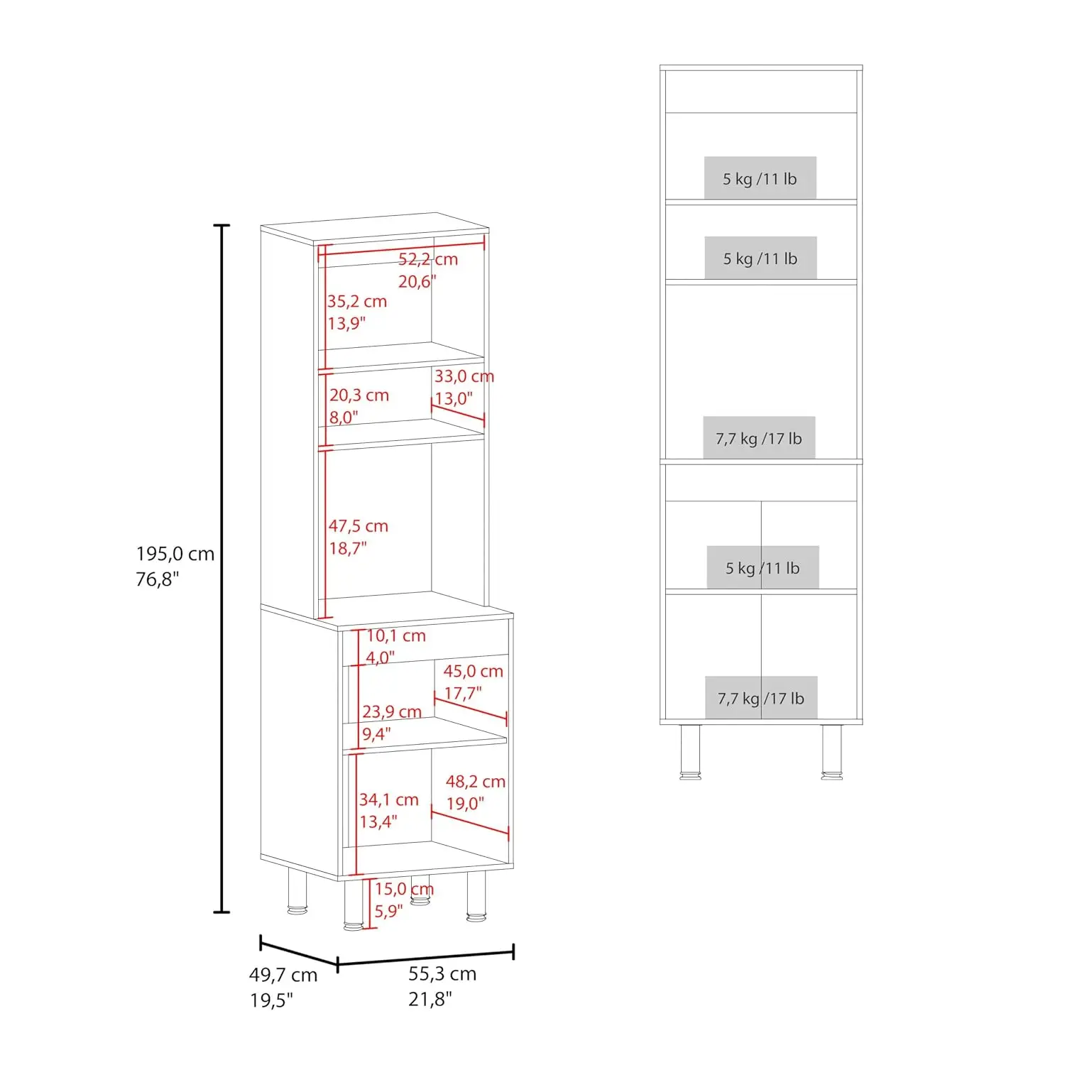 Tall Kitchen Pantry Cabinet, 76.8
