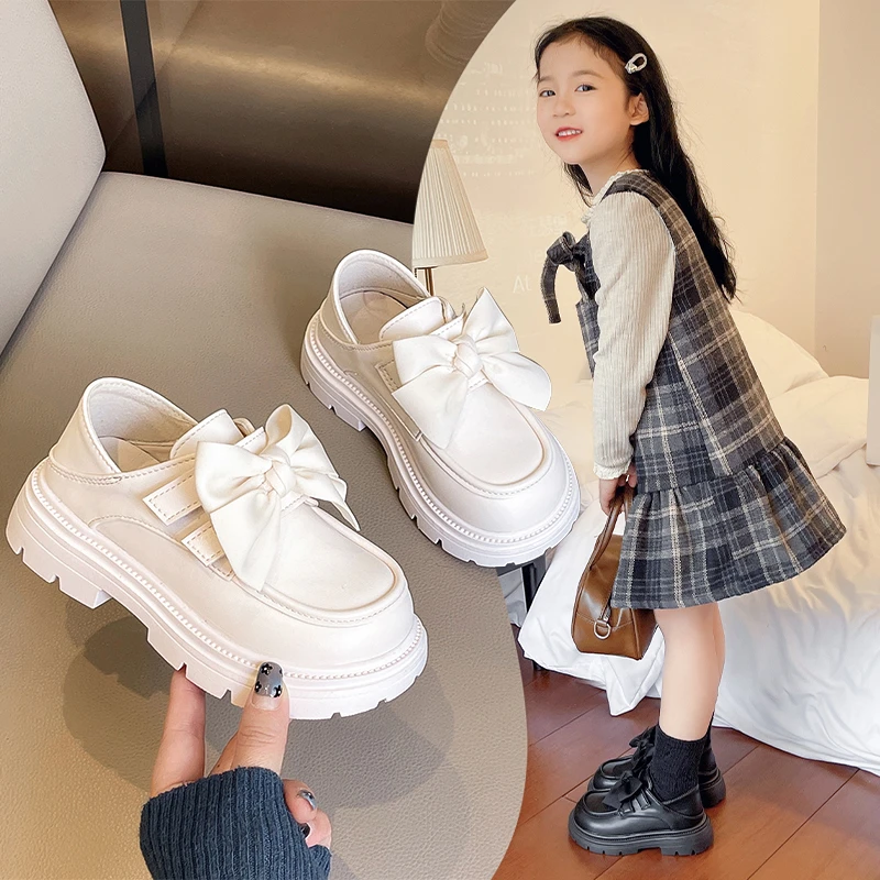 

2026 Spring And Autumn Girls' Leather Soft British Style Princess Thick-soled Fashionable Black Mary Jane Shoes for Children
