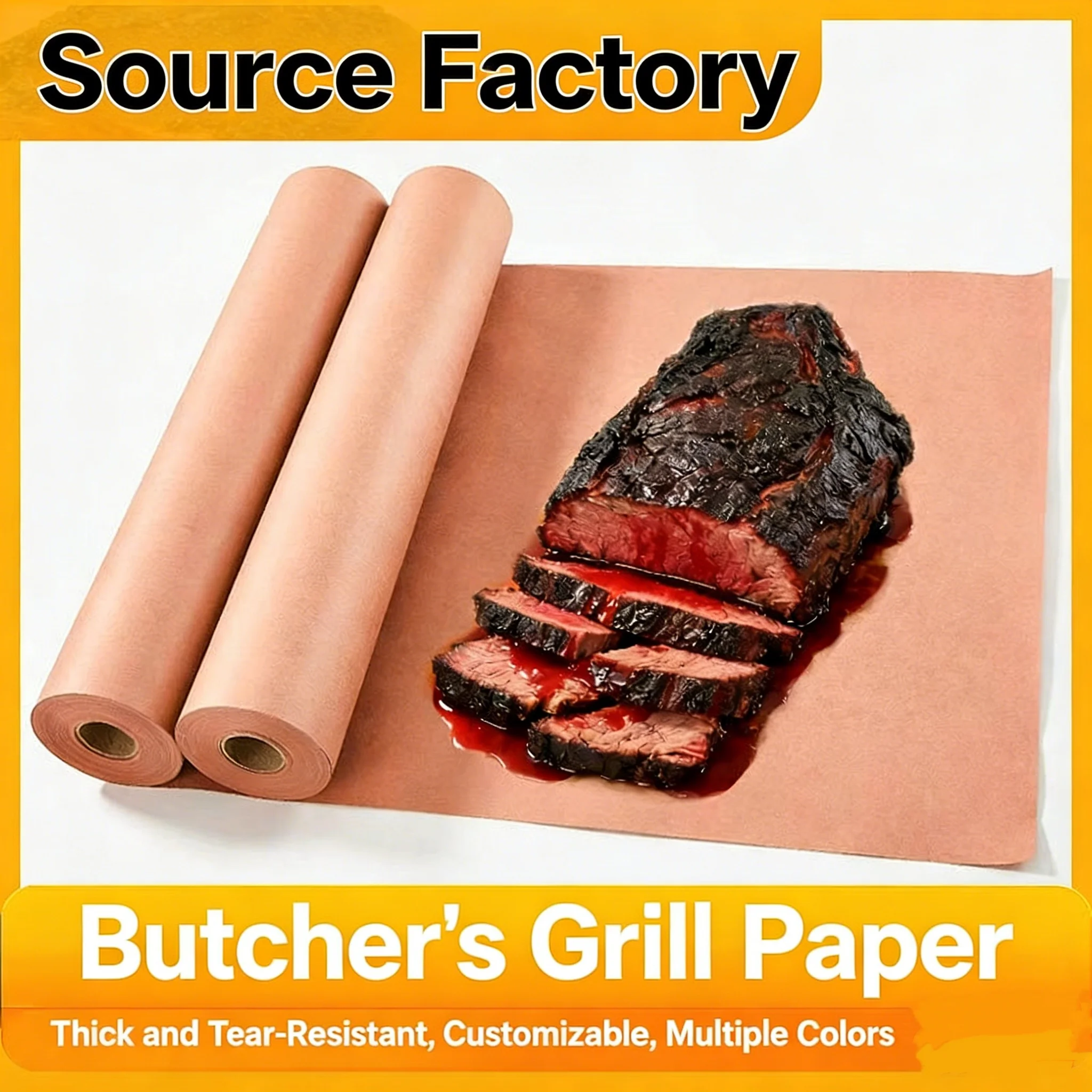 Rollo de Papel de Carnicero de 45 cm x 50 m Sin Cera para Ahumar Carne, Papel de Envolver para Barbacoa, Papel de Envolver para Brisket y Carne, Suministros para Ahumar Barbacoa