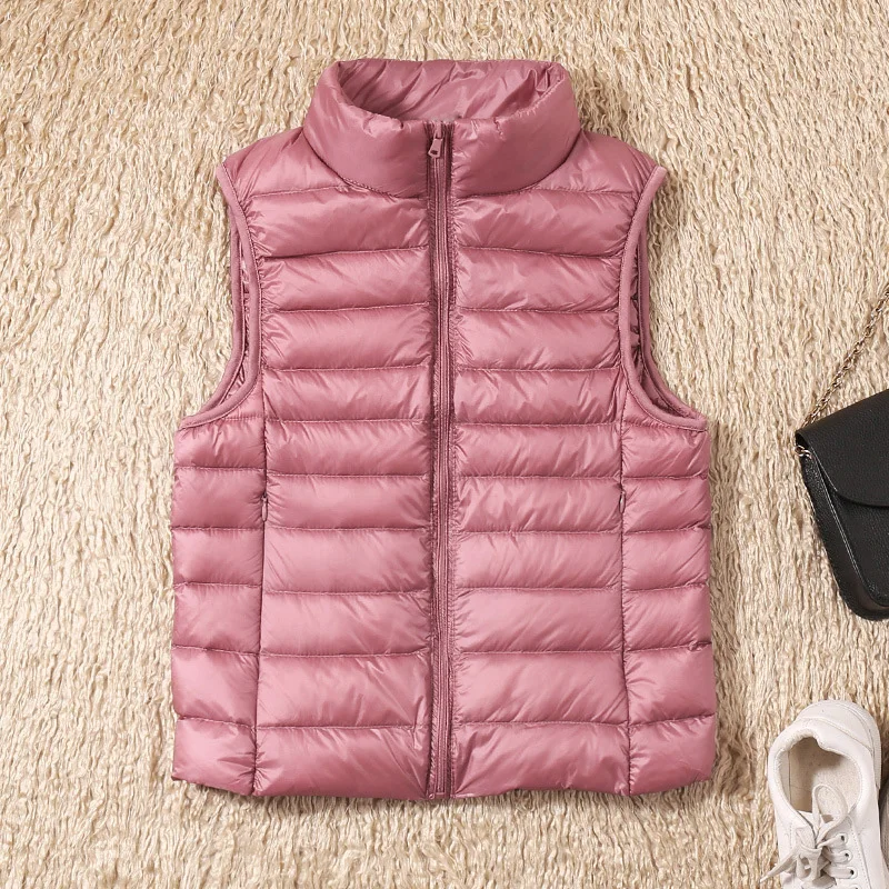 New Women Sleeveless Women\'s Ultra Light Down Vests Slim Jacket Girl Gilet Plus Lightweight Windproof Warm Waistcoat Portable