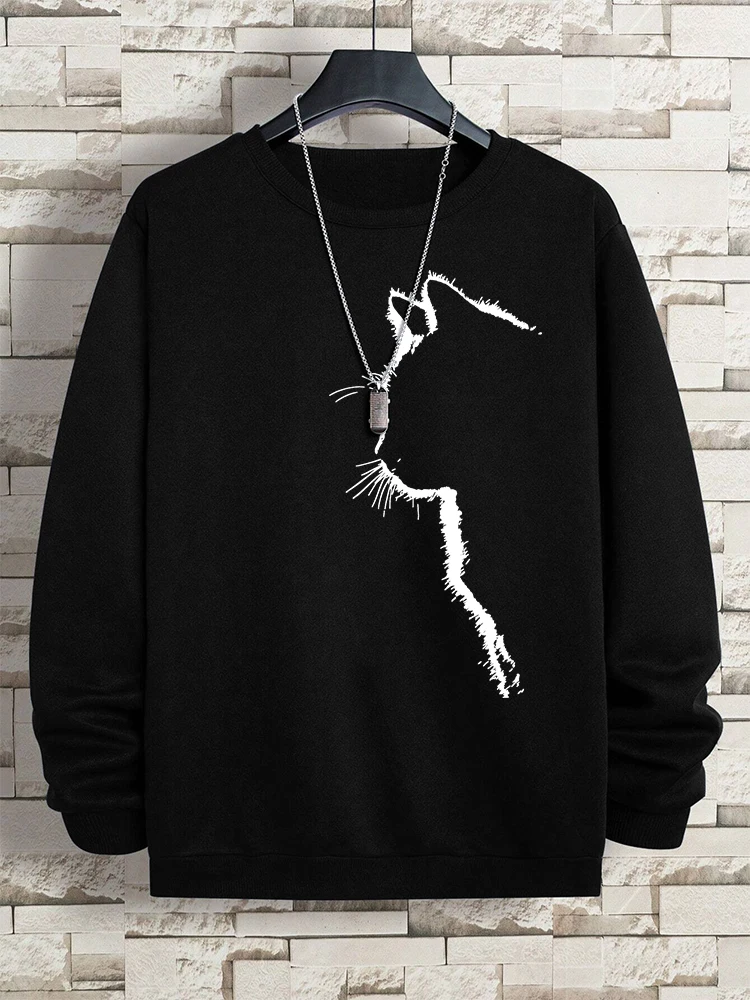 

3D Funny Cat Side Face Pattern Print Men's Sweatshirts Oversized Hip Hop Style Pullover Tops Loose Autumn Harajuku Men Clothing