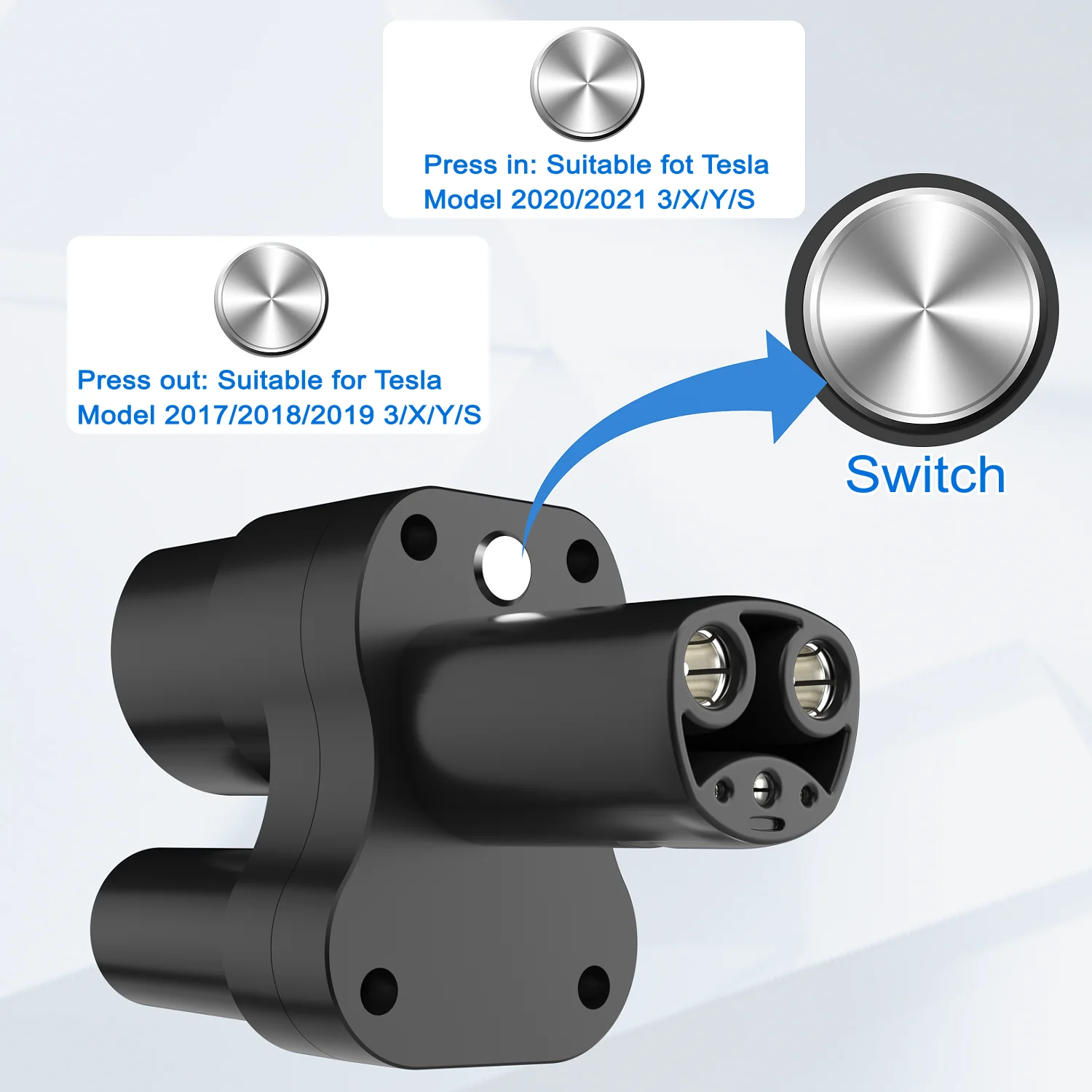 Lonlink CCS2ไปยังเทสลาอะแดปเตอร์ไฟฟ้ายานพาหนะรถที่ชาร์จตัวเชื่อมต่อเครื่องแปลง CCS2ไปยังอะแดปเตอร์เทสลา400A 1000V