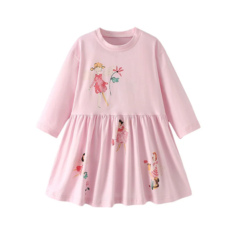 Jumping Meters 2-7 Princess Girls Dresses Fairy Tale Cotton Long Sleeve Children's Clothes Party Fashion Kids Frocks