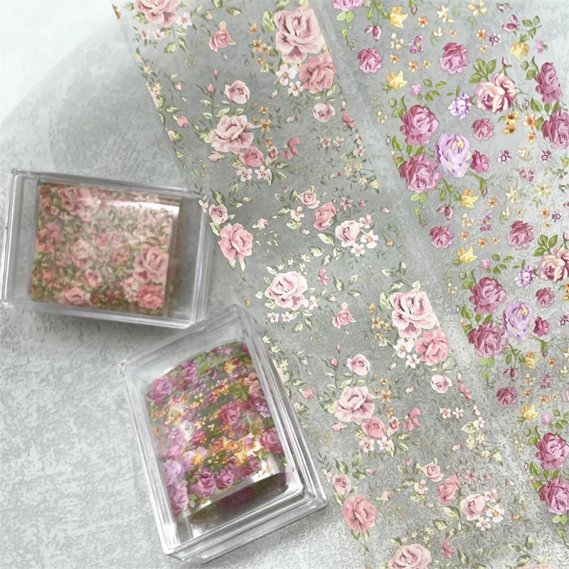 1 Stück 100cm Blumen-Nagelfolien für Transferpapier Florale Aufkleber Rosen-Nagelwraps Tulpen-Nagelkunst-Dekorationen – Detail 1