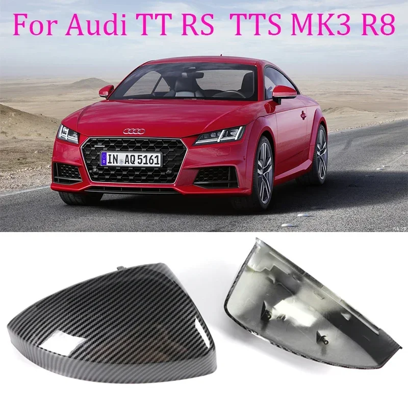 الكربون نمط غطاء استبدال غطاء مرآة الرؤية الخلفية لأودي R8 4S 2016-2022 TT TTS TTRS MK3 FV 8S 2015-2022 أسود لامع