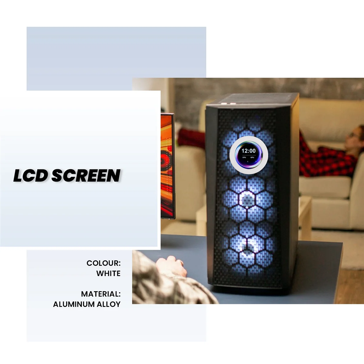 Kit Layar Tampilan 2.1 Inci Baru Monitor Suhu CPU LCD Tampilan Suhu Waktu Nyata dengan Lampu Latar Super Terang untuk PC Putih