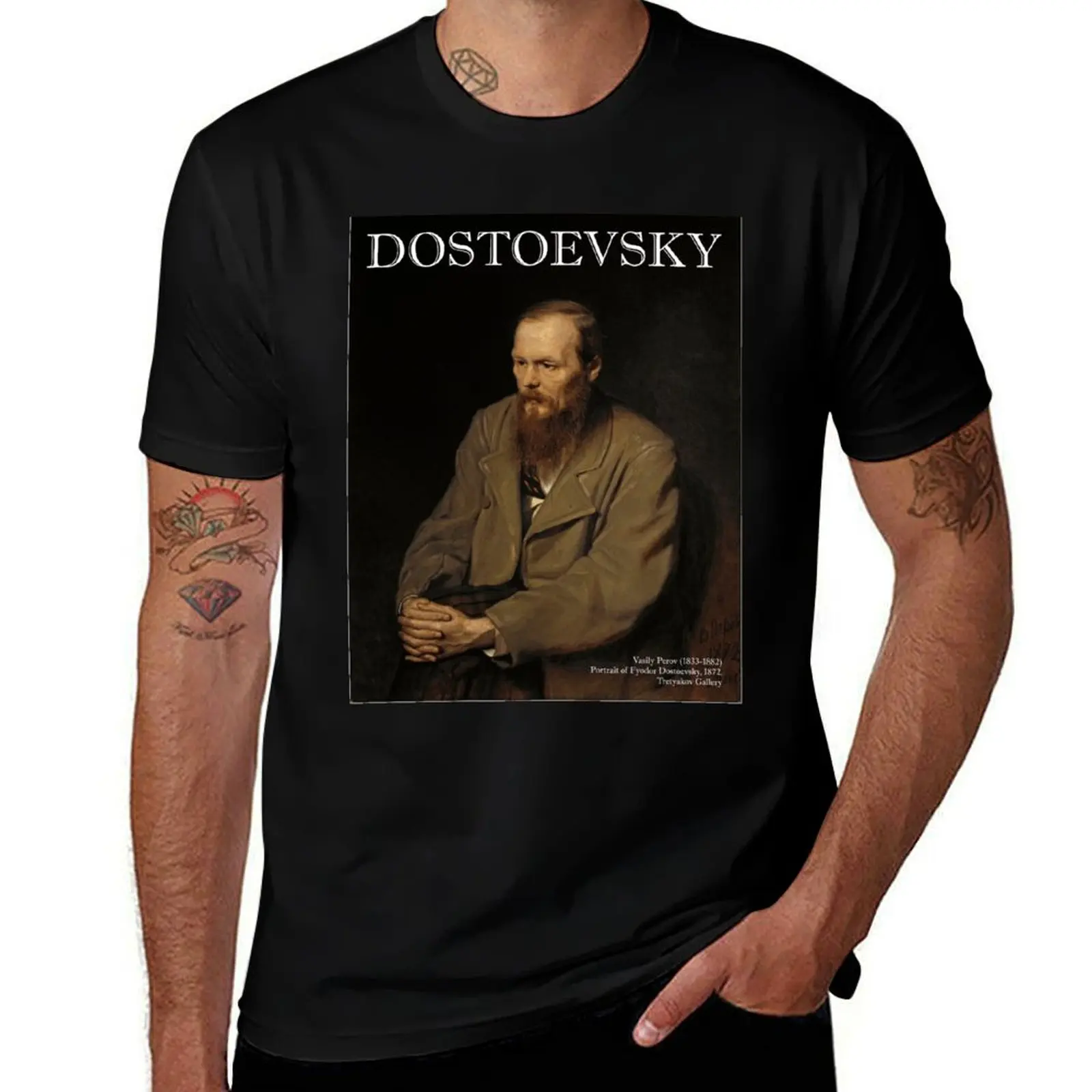 Portrait of Fyodor Dostoevsky (Vasily Perov) T-Shirt Festival Short Sleeve T-Shirt