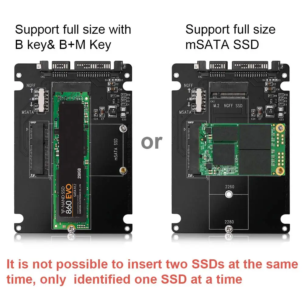 Goelely M.2 NGFF zu SATA mSATA zu SATA Adapter Externe USB 3,0 22 Pins SATA SSD Konverter Adapter 2-in-1 B Schlüssel M schlüssel Riser Karte