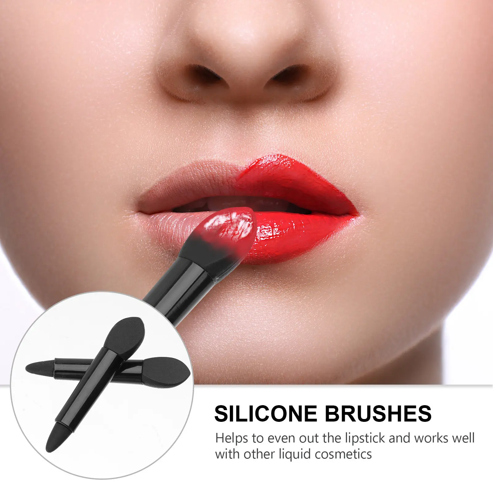 1Set Lip Mask Silicone Brush Double-Ended Makeup Tool Even Lipstick Liquid Cosmetics Applicator Professional Makeup Supplies - view 2