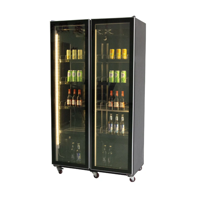 Glass Door Freezer Two Doors Wine Refrigerators Factory Sale Commercial Supermarket Equipment Display Refrigerator