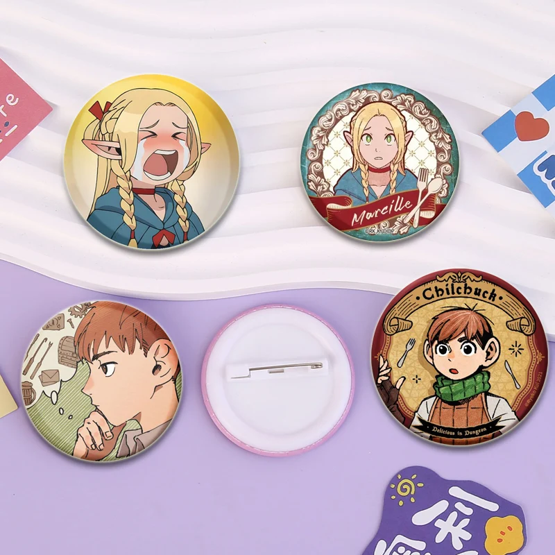 Delicious in Dungeon Anime Pins,Raios Tuden Marcille Cartoon Badge,Tinplate Brooches for Backpack Clothes Gift Accessory