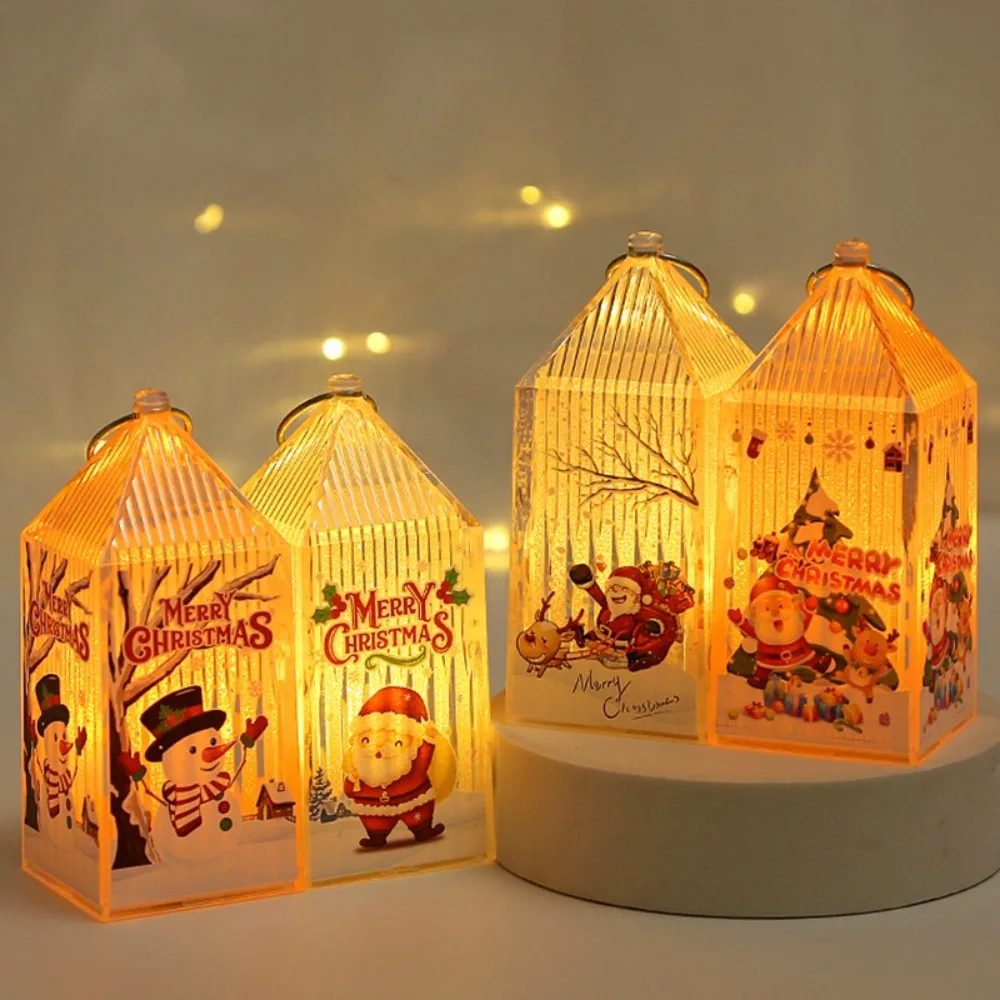 Christmas Lantern LED Lights Handheld Santa Claus Tabletop Decor Light Wind Lamp Candle Table Ornaments Small Night Lamp