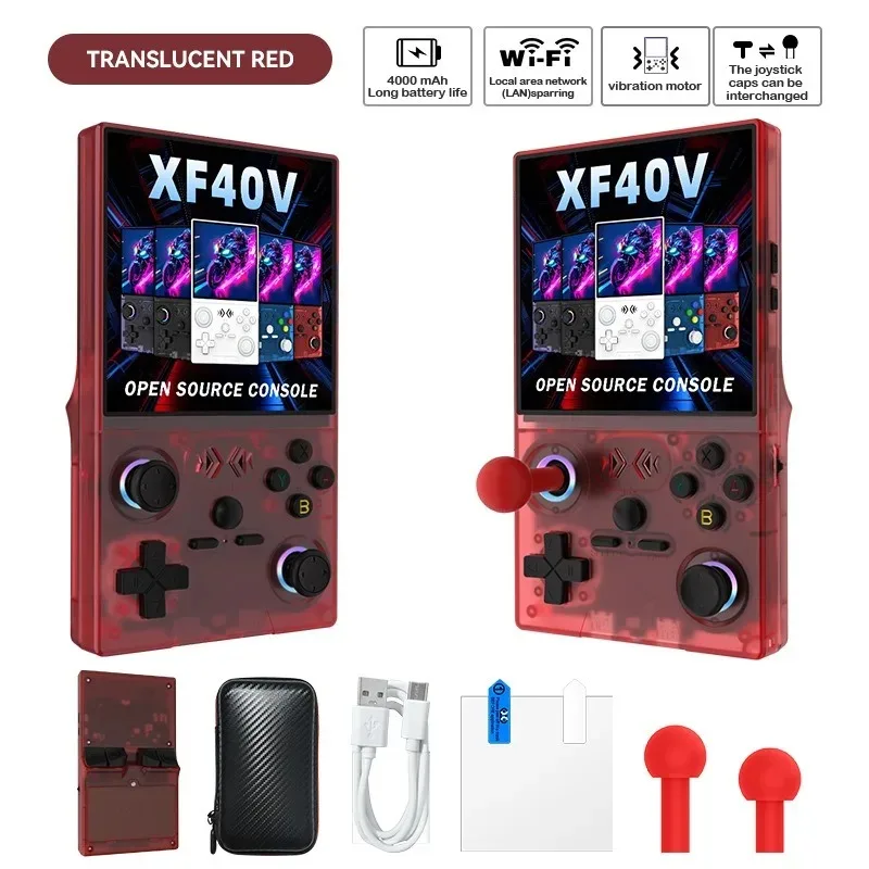 XF40V Retro Handheld Game Console Linux 4.0'' IPS Screen Supports WiFi Arcade Joystick Portable Pocket Video Games Player