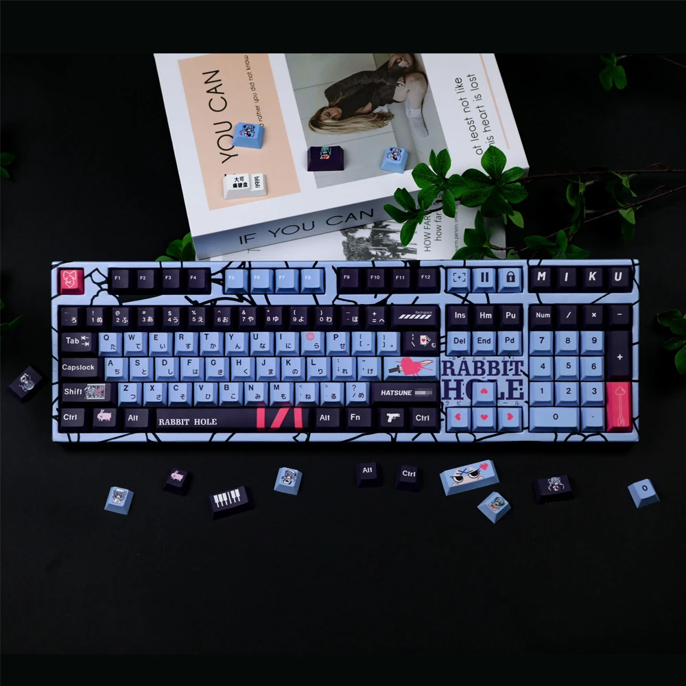 Tampas de chave opacas anime cosplay bonito coelho tema pbt keycaps para perfil cereja mx switch teclado mecânico jogo diy personalizado