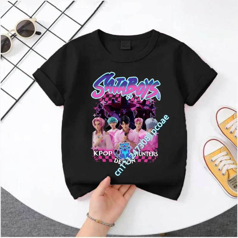 KPop Demon Hunters 2026New Saja Boys Cartoon Boys T-shirt Round Neck Fashion Casual Top Children's T-shirt Kids Clothing view 5
