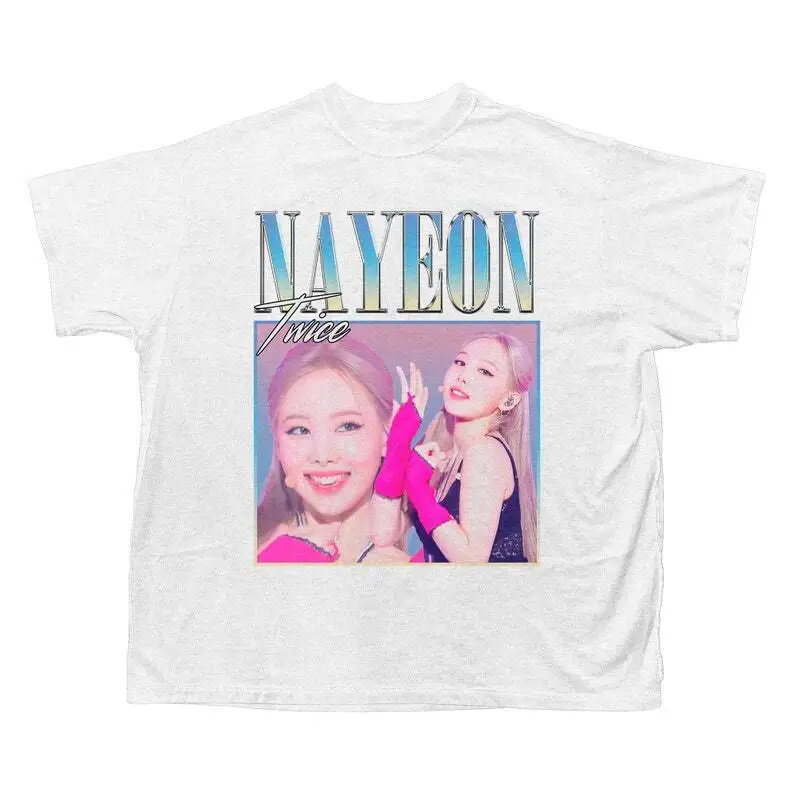 Twice Nayeon Retro T shirt Kpop white TE4218