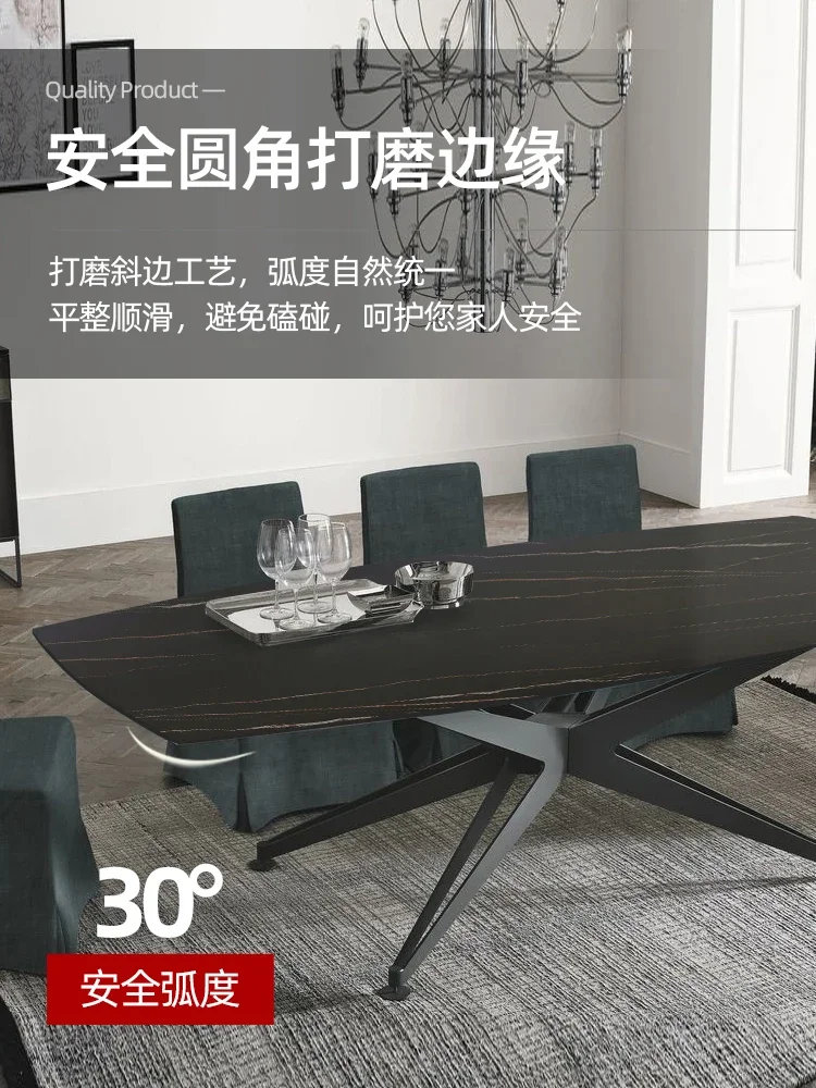 Italian minimalist imported rock plate dining table modern light luxury living room simple dining chair combination