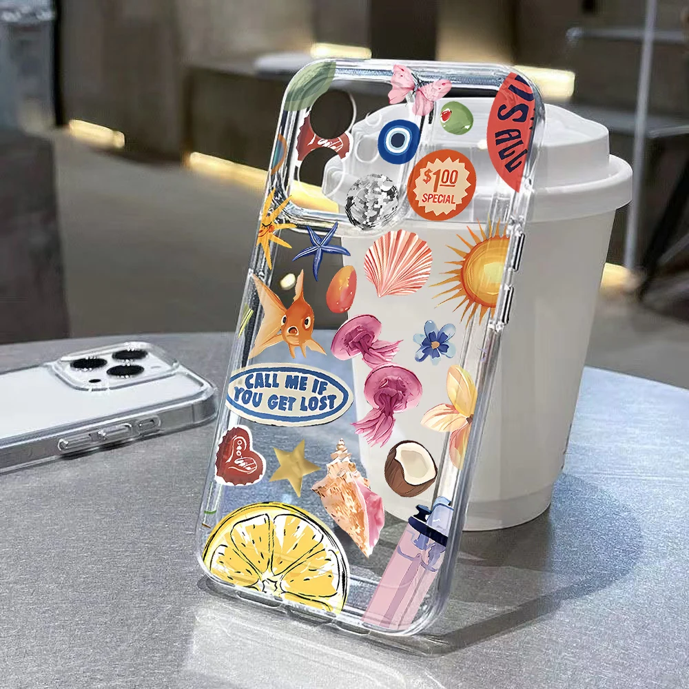 INS الكورية الصيف المحيط الحيوانات القرش الحال بالنسبة Xiaomi Redmi ملاحظة 14C 13 12 11 10 9 8 برو حالة Poco X6 برو X5 M6 واضح لينة غطاء