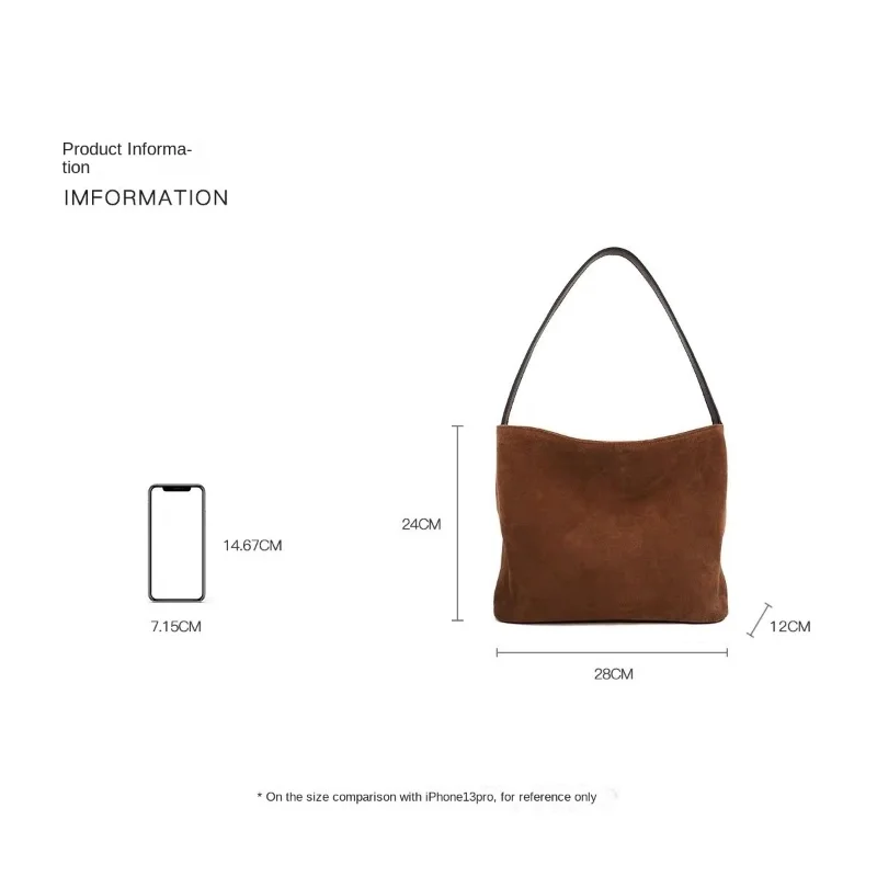 2024 Western Style Fashion Abatea Handbag Lazy Suede Tote Belt Decoration Retro Large Capacity Suede Hobo Single Shoulder Bag