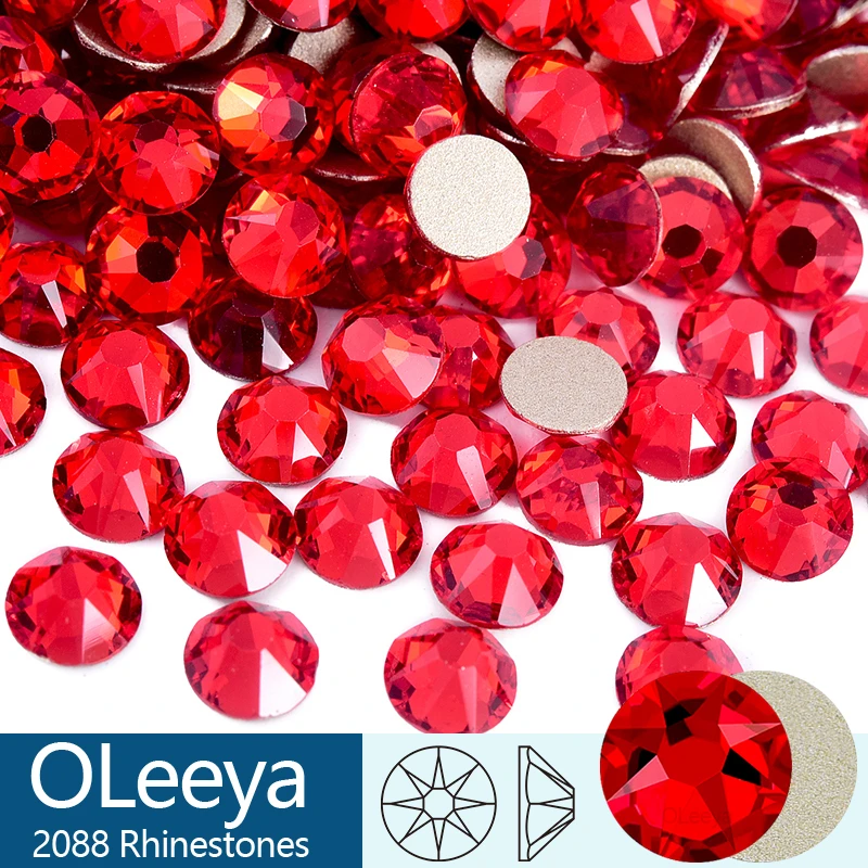 OLeeya 2088 Non Hotfix Rhinestone 8 Big 8 Small DIY Strass Crystal Stick On Nails Flat Back Rhinestones For Nail Art Decorations