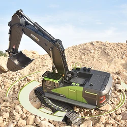 HUINA 1593 1/14 2.4G RC Excavator 593 28CH Rotation Alloy with Light Sound Remote Control Truck Electric RC Toys Model Gift Boys