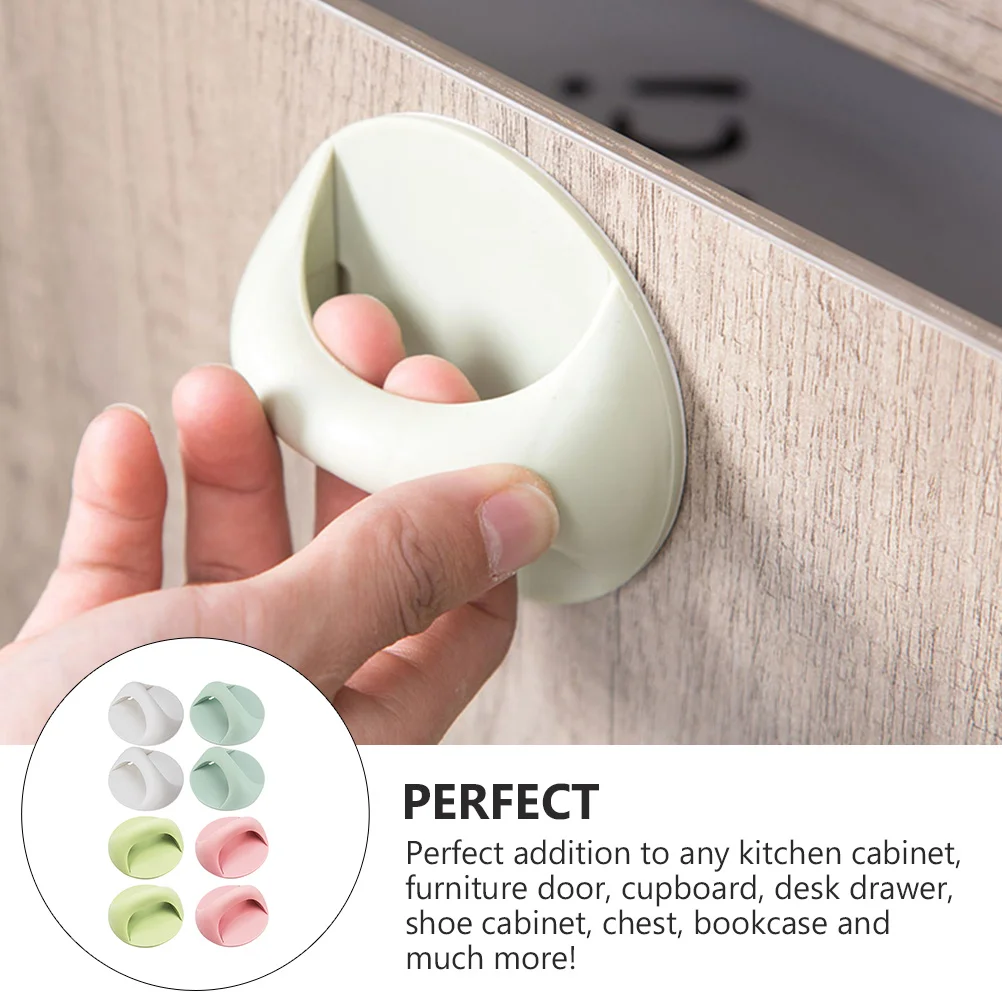 

8Pcs Stick-on Adhesive Door Handles Punch-Free Pulls for Cupboards Kitchen Wardrobe Furniture Drawers Replacement Knobs Easy
