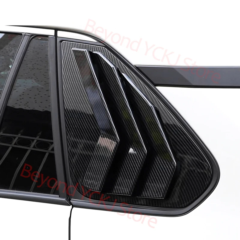 Rear Window Shutter Cover Trim For Toyota RAV4 2019-2024 Carbon Fiber Style Automobile Accessories Car Glass Window ABS Decorate
