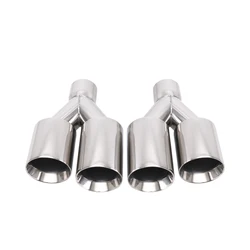 Double Wall Exhaust Tip Muffler Pipe 2/2.5/3 Inch Inlet Universal Stainless Steel Car Tailpipe Burnt Blue Silver Chrome - 1PC