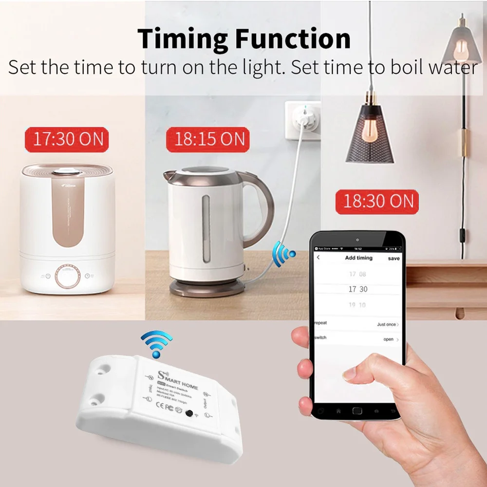 Smart Switch Tuya WiFi Smart Home Switch Relay Module Smart Life APP Alexa Kontrol Suara Smartphone Remote Control Timer Countdo