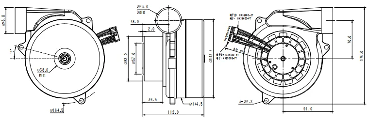 140mm 14.5kPa Blower Udara Tekanan Sedang 2" Kipas Inline Blower Pompa Udara Kipas Tiup 48vdc Blower Udara Elektrik untuk Hewan Peliharaan