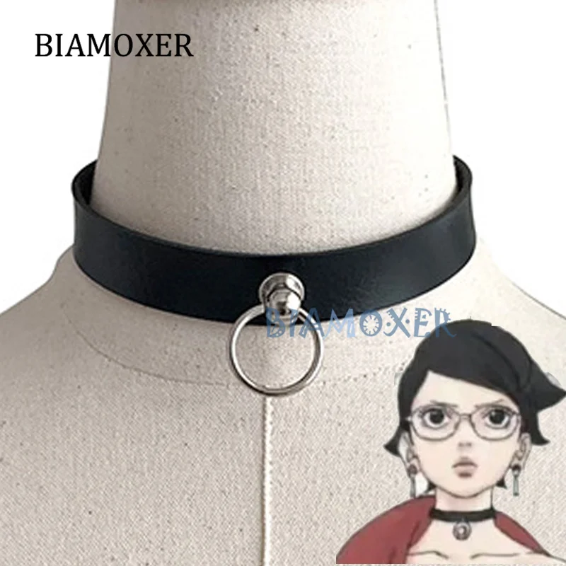 Uchiha Sarada Cosplay Colar, Pingentes Chorker Preto, Presente Unisex, Óculos Vermelhos Sem Moldura