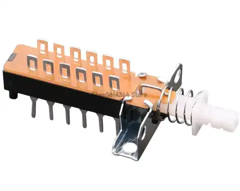 Interruptor de botón 4PDT 12 pines 1 posición autoblocante negro 5 piezas