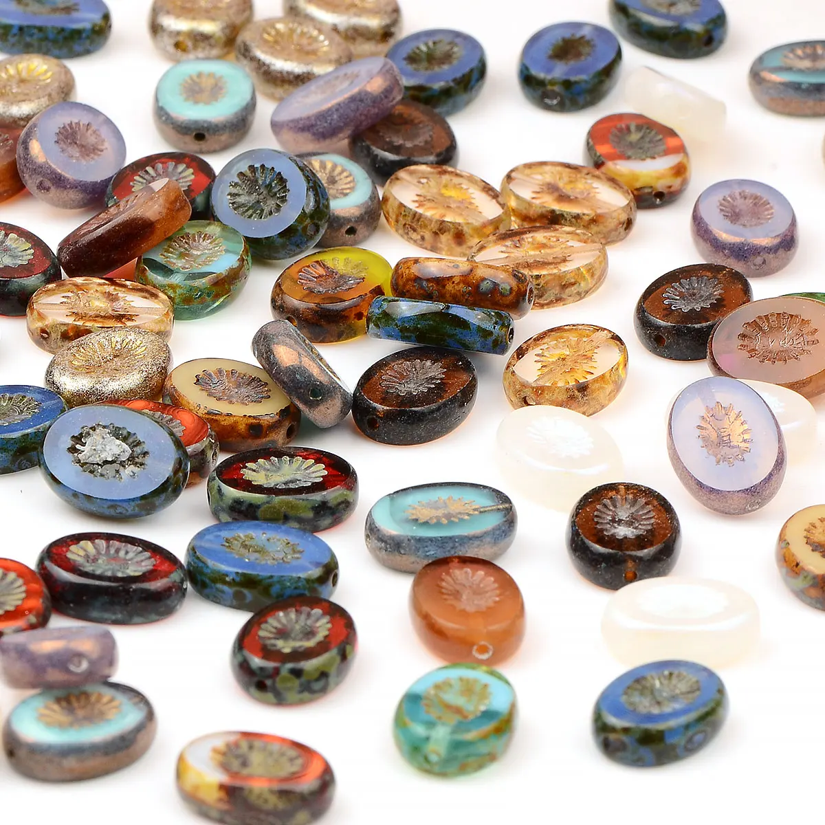 1x1.4cm 10pcs Exquisite Oval Shape Colorful Czech Glass Beads Loose Beads Diy Earrings Necklace Accessories