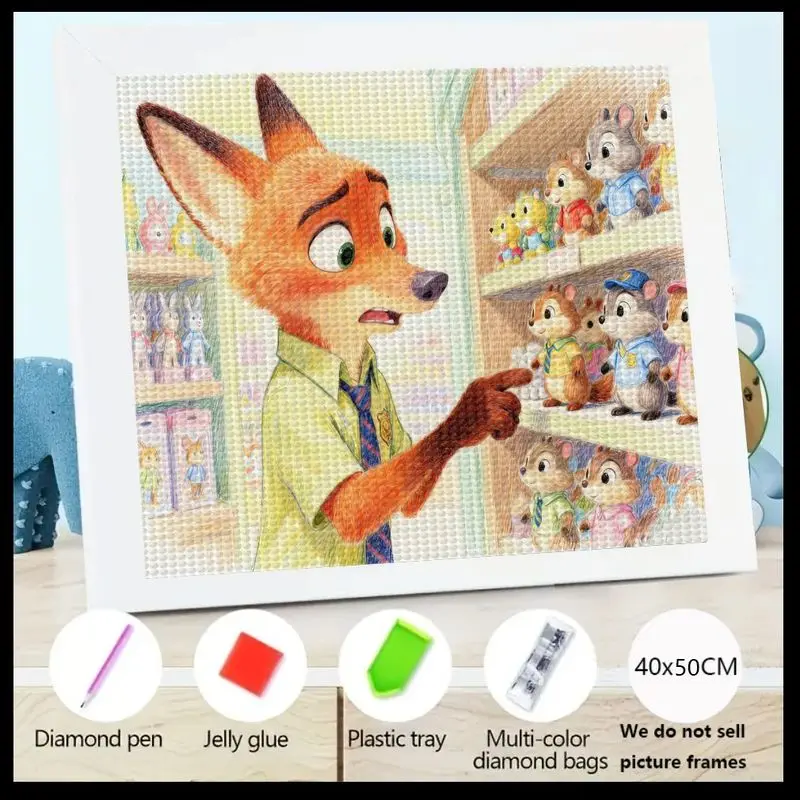

1 шт. Disney Zootopia Nick Wilde & Chip 'n Dale набор для алмазной живописи, 5D полная дрель DIY мультфильм животное сцена кристалл драгоценный камень
