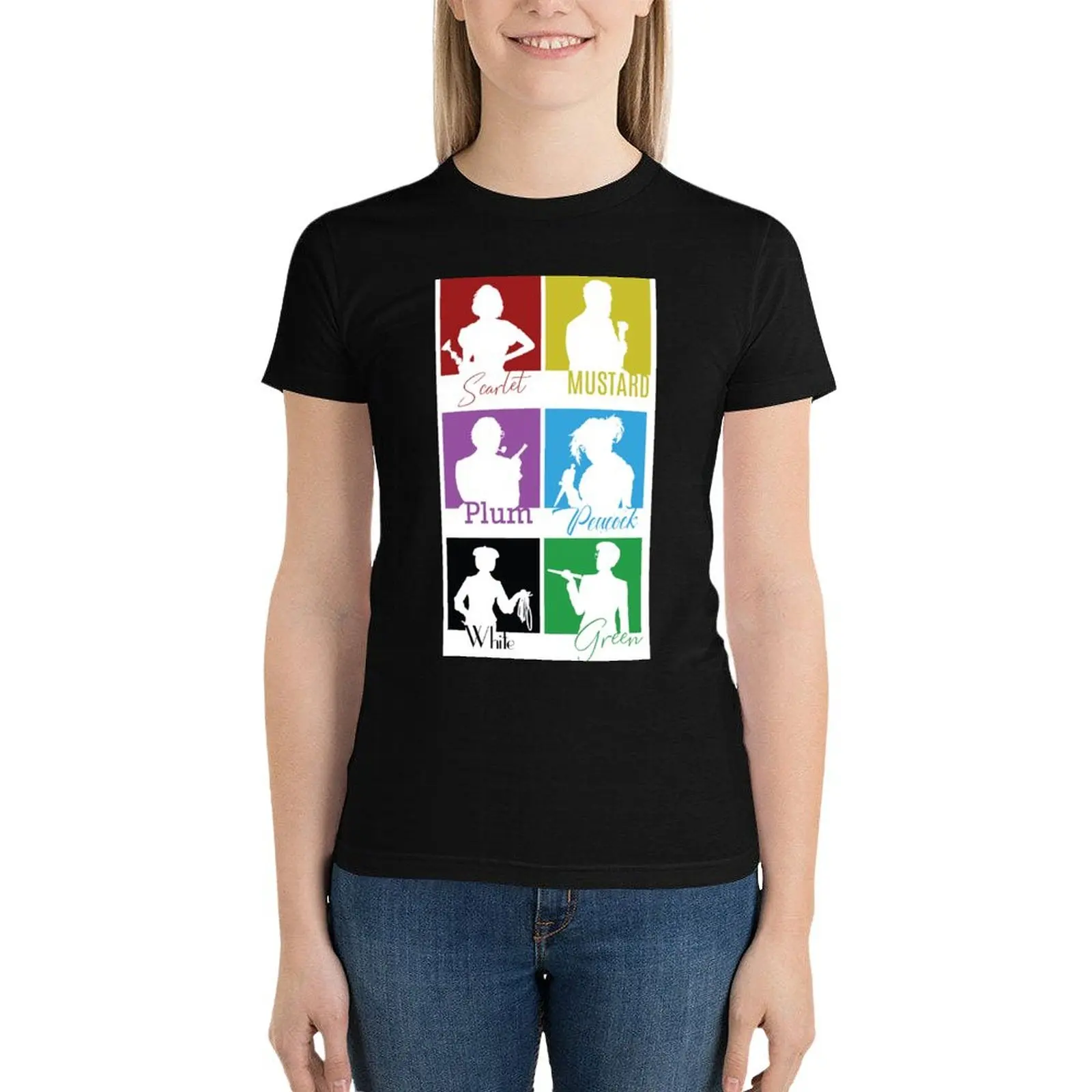 

Clue (1987) Character Lineup v2 T-Shirt Short sleeve tee Female clothing Women's clothing