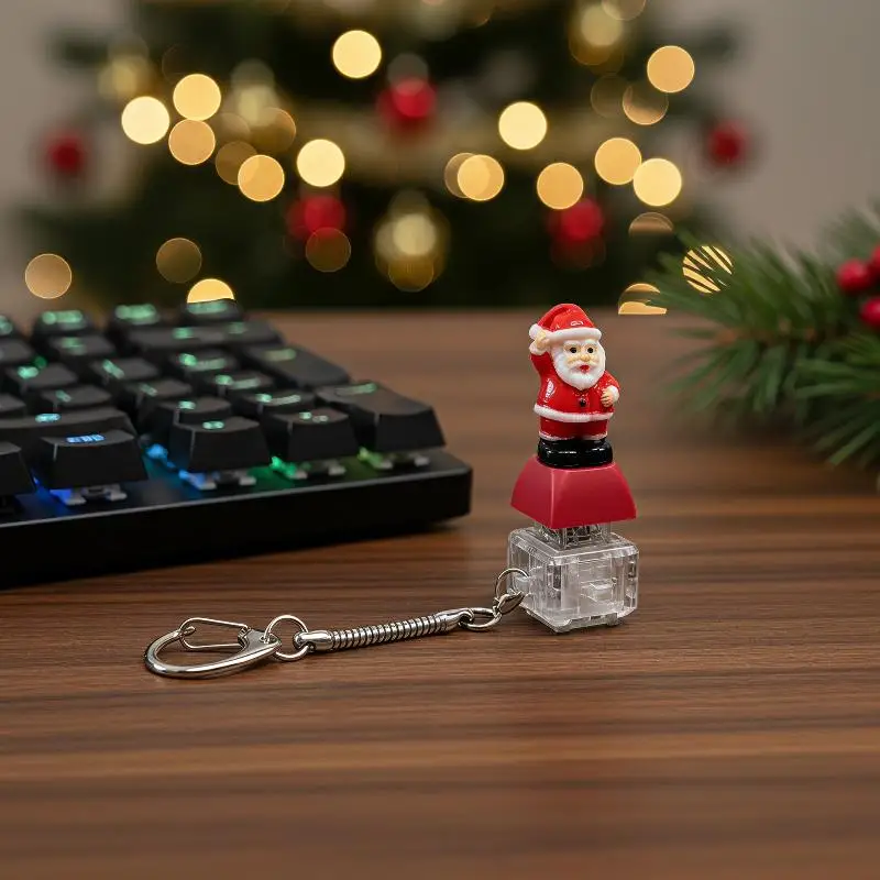 Weihnachtsthemen-Tastatur-Schlüsselanhänger, Stressabbau-Spielzeug, Schlüsselanhänger, Fidget-Tastatur-Clicker, Taschenanhänger, Anhänger – Detail 10