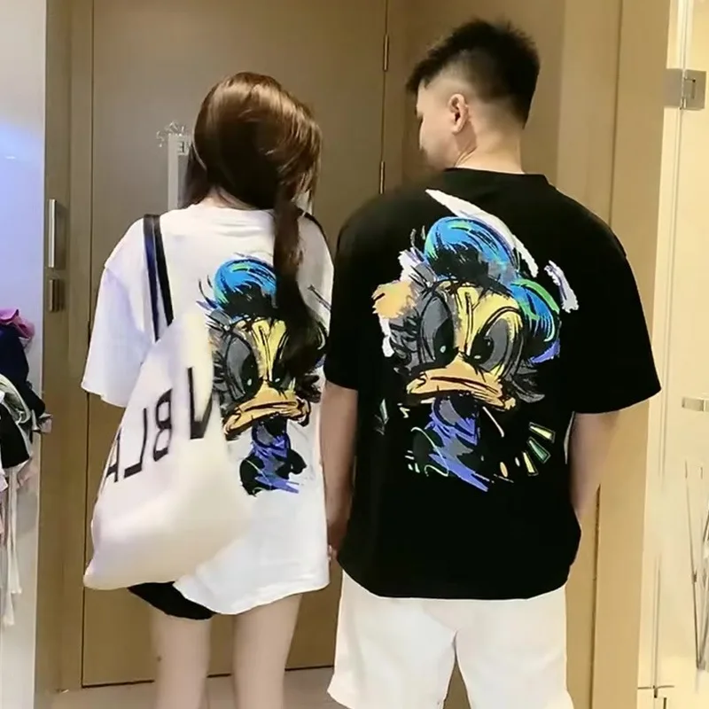 

Super Popular Cartoon Donald Duck Graffiti 3D Printed Short Sleeved Trendy Couple T-shirt Quick Drying Top Trend