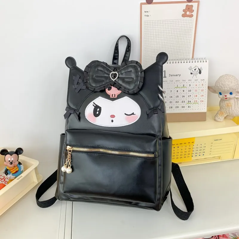 Anime Sanrio Kuromi Winking Bow My Melody Plecak Cartoon Animation Peripheral Girls Zipper Storage Bag