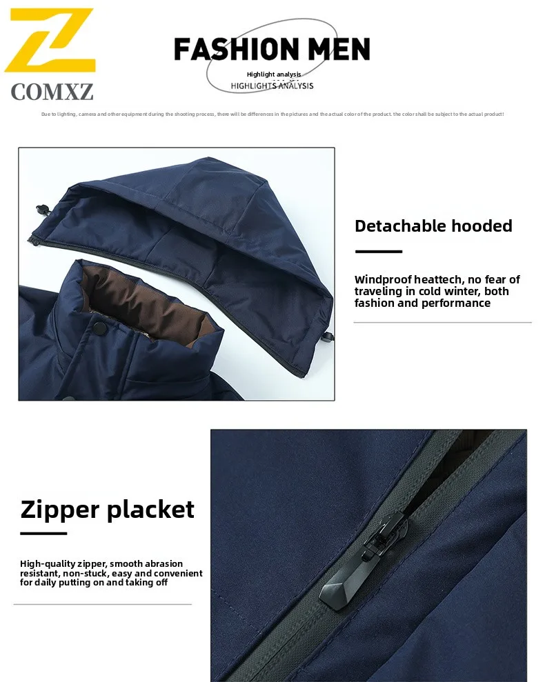 كبير الرجال معطف القطن 2025 الخريف الشتاء جديد وأضاف الصوف سميكة ودافئة مقنعين سترة معطف في الهواء الطلق الأعمال عادية سترة قطن