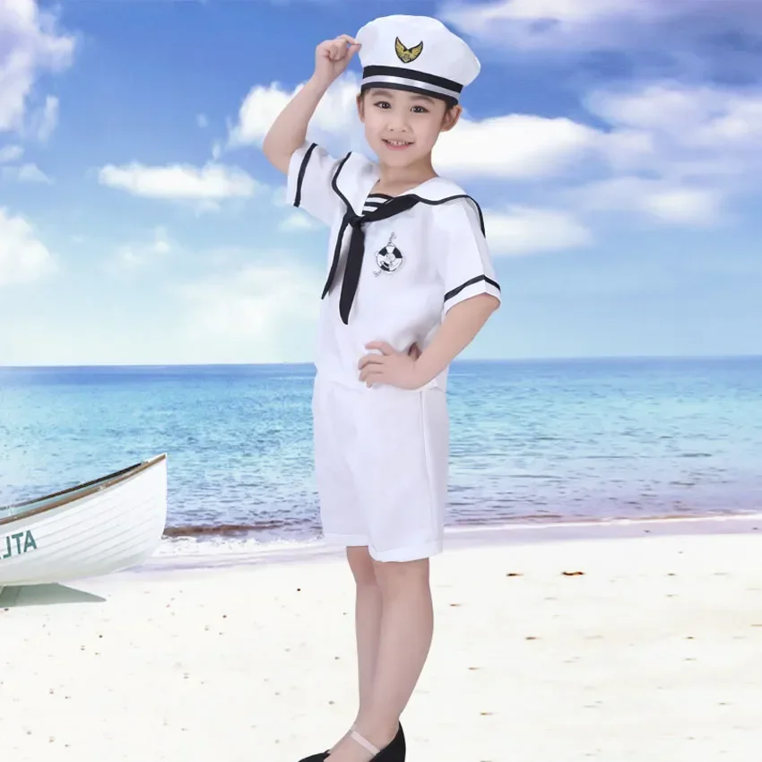 Kids Cosplay Navy Sailor Dress Costumes Army Suit Unisex Scout Uniform Christmas Halloween Dress Up Party Stage Show Dance